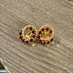Elegant Gold and Red Gemstone Earrings Clip On Vintage Park Lane